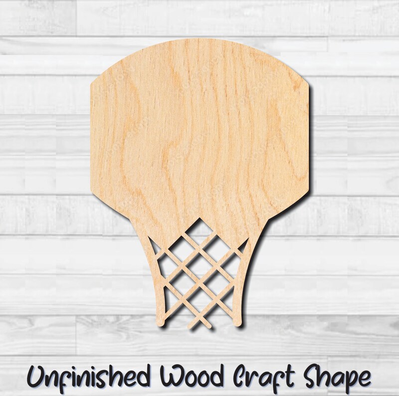 Basketball Hoop Unfinished Wood Shape Blank Laser Engraved Cut Out Woodcraft Craft Supply BSK-004